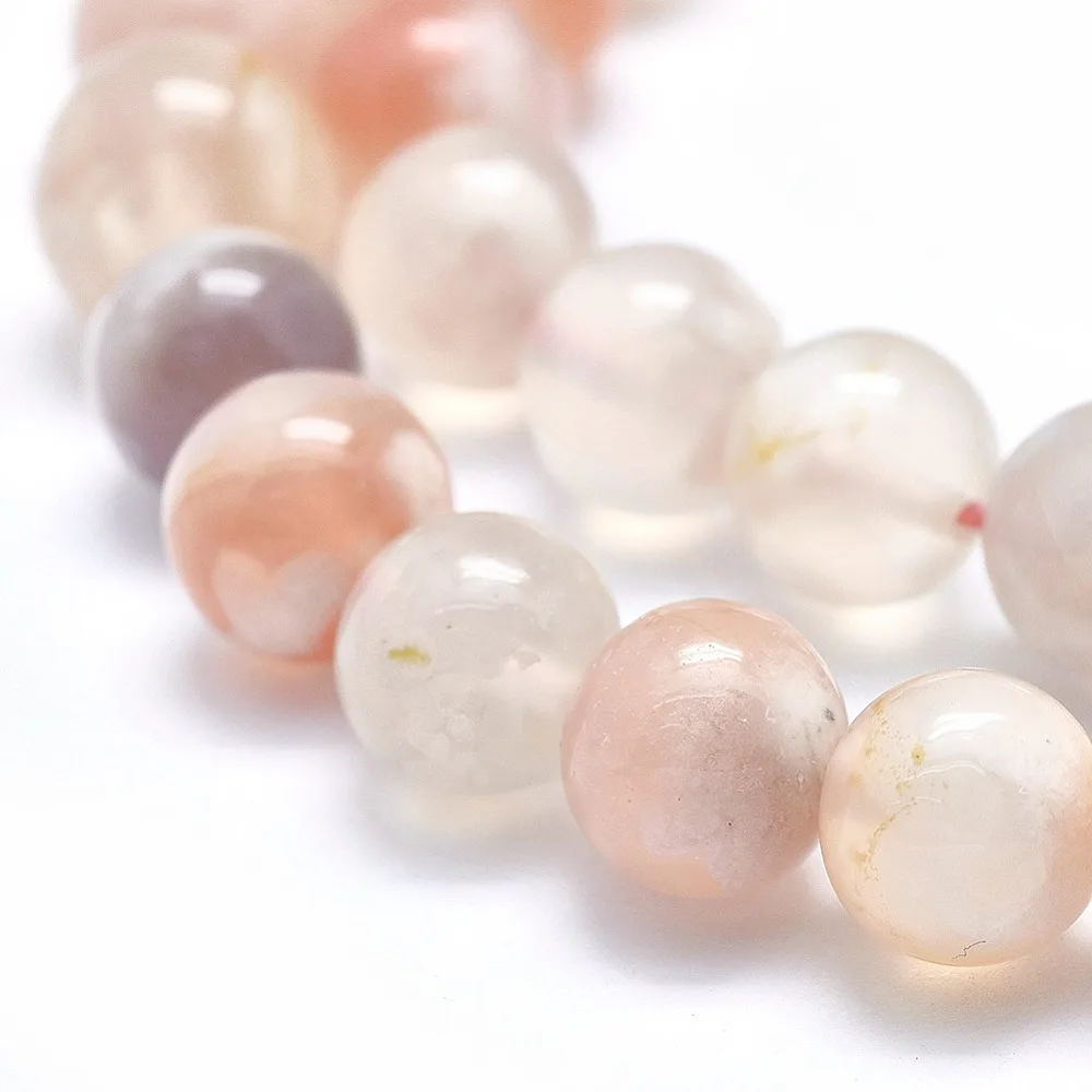 PandaHall 1 Strand Natural Cherry Blossom Agate Round Beads, Multiple Sizes 10mm 12mm 14mm for Necklace Bracelet Jewelry Making