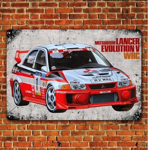 Affiche métallique de voiture de course Lancer Evolution V Wrc, panneau de garage