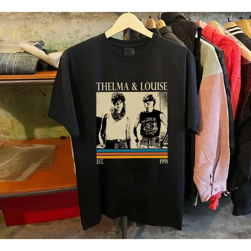 Camiseta con estampado de película Thelma & Louise para mujer, Top de tendencia a la moda, camiseta de manga corta Unisex de algodón puro para primavera/verano