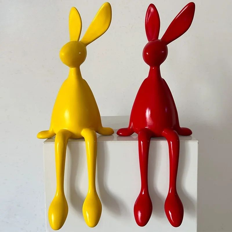 الكرتون طويل الأذن يجلس الأرنب تمثال الراتنج أرنب تمثال الشمال INS ديكور المنزل خزانة التلفزيون هدية