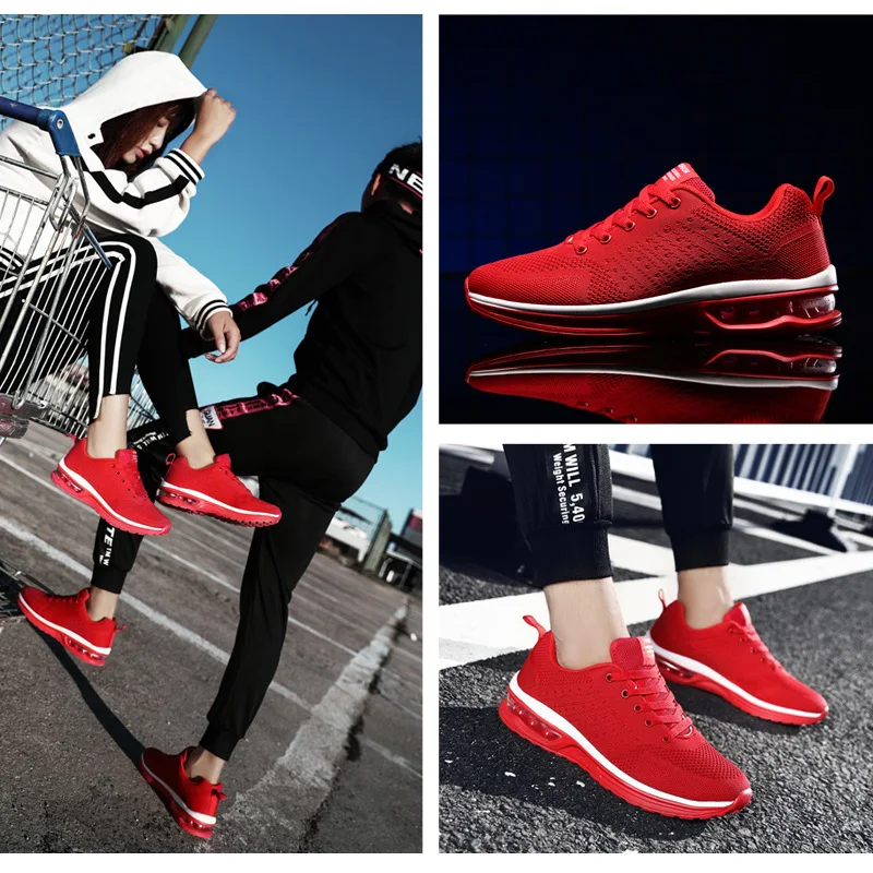 2022 Spring Women Sneakers Red Black Fashion Korean Women Shoes Mesh Breathable Sneakers Cushion Casual Shoes Tenis Feminino