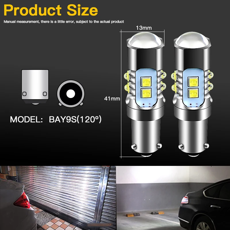 2pcs Led H21W BAY9s 120 degress Lens Led bulbs For Backup or Parking Lights or Indicator Turn Corner Lamp 12V white 6000k