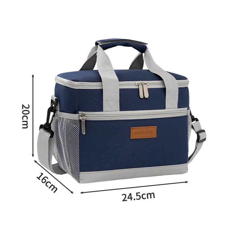 Portable Insulated Lunch Bag Double Compartment Large Capacity Handheld Shoulder Food Tote for Daily Work School view 5