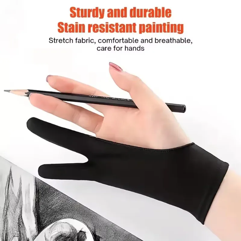 Two Finger Anti-fouling Glove For Artist Drawing Pencil Graphics Tablet Pad Pen Palm Rejection Glove for iPad Android Tablet