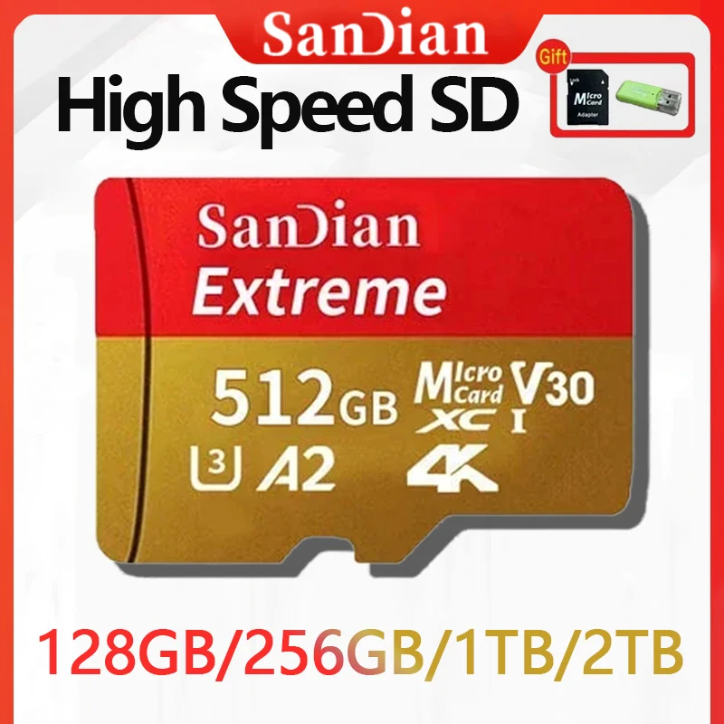 Original 1TB SD Card High Speed Memory Card Flash Card Mini SD/TF Cards Large Capacity 128GB Class10 For PC/Phone/Camera/Mac