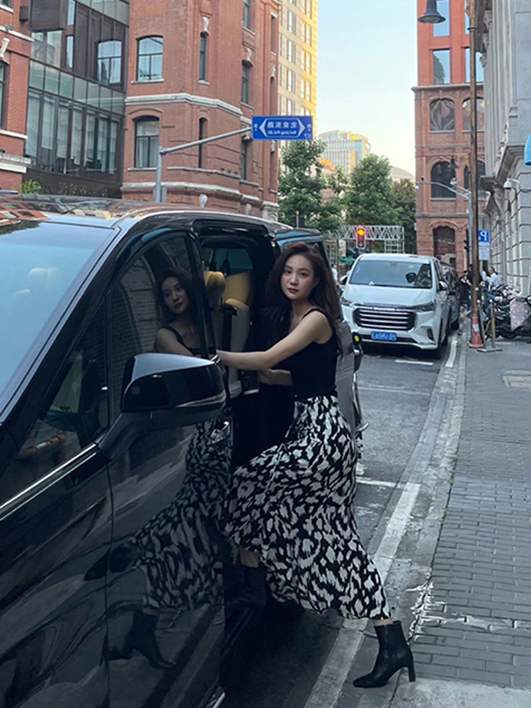 

Юбка-трапеция миди с высокой талией и цветочным принтом, весна-лето 2023, новая плиссированная асимметричная облегающая юбка с завязками и хвостом Fi