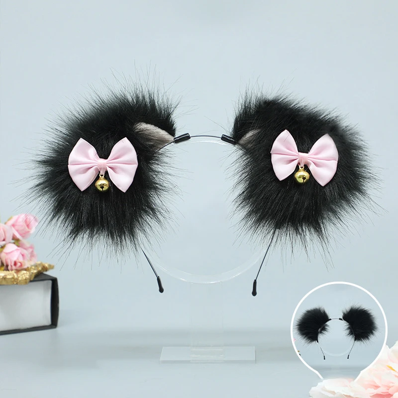 Ręcznie Robione Rekwizyty Cosplay na Halloween Anime Puszyste Słodkie Uszy Lisia Kota Wilka Opaska na Głowę Ogon Psa Lolita Impreza Pokaz Comic-Con Cosplay