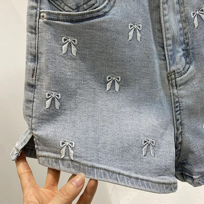 자수 장식 데님 반바지 여성 여름 신상품 프레이드 밑단 - Shorts Denim Frayed 리뷰 및 가격