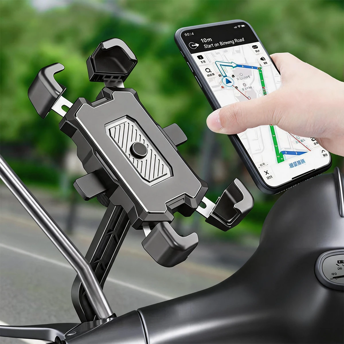 Applicable Motorcycle Rearview Mirror Phone Holder 360 Rotatable Lock Clip Stable Bicycle Riding Navigation Bracket