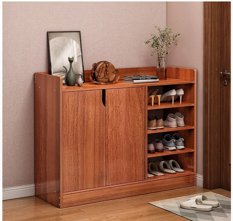 

Solid Wood Color Shoe Cabinet with Drawers Family Entrance Door with Large Storage Capacity Shoe Narrow Rack Hallway