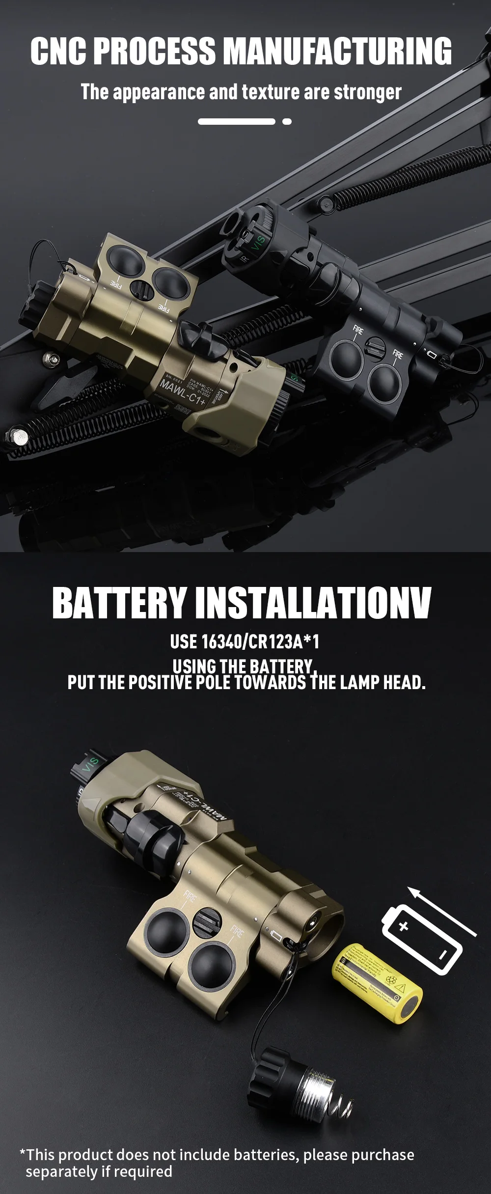 WADSN Neues Verbessertes MAWL-C1 Taktisches Airsoft Voll-Metall CNC LED-Zielgerät MAWL Rotpunkt Grün Blau Jagd M300 M600 Lichter IR-Laser – Detail 9