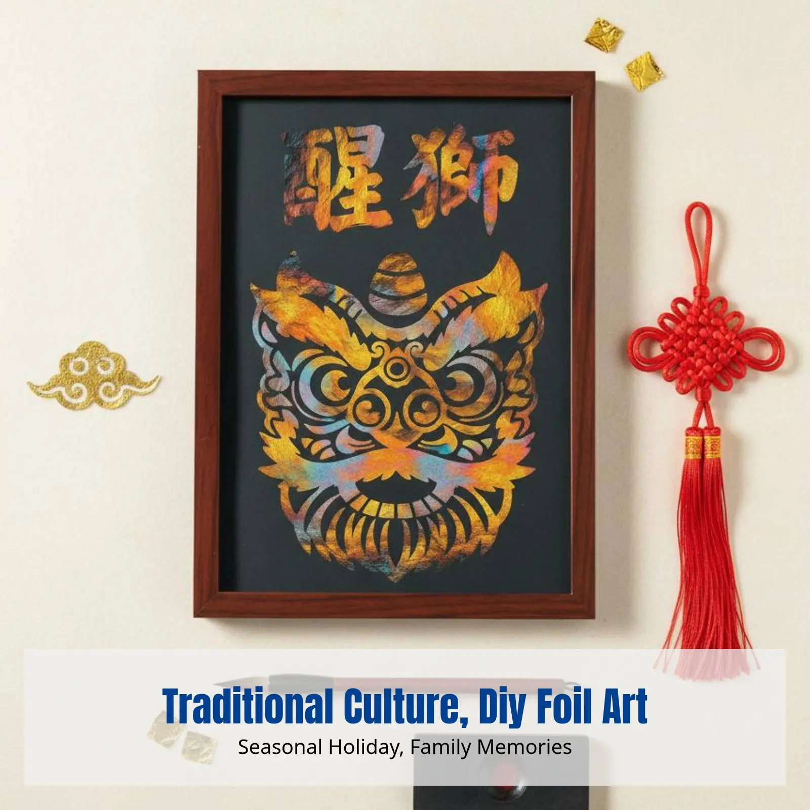 

DIY Burnt Foil Painting Kit, Foil Art Complete Set, Chinese New Year Traditional Craft, Group Activity, Horse Year Theme