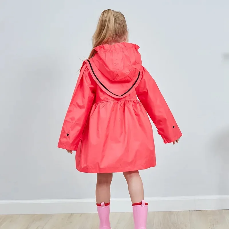 Kids Raincoats for Girls for Waterproof Windproof Rainwear Hat Eaves Design Breathable Comfortable High Quality Poncho Raincoat