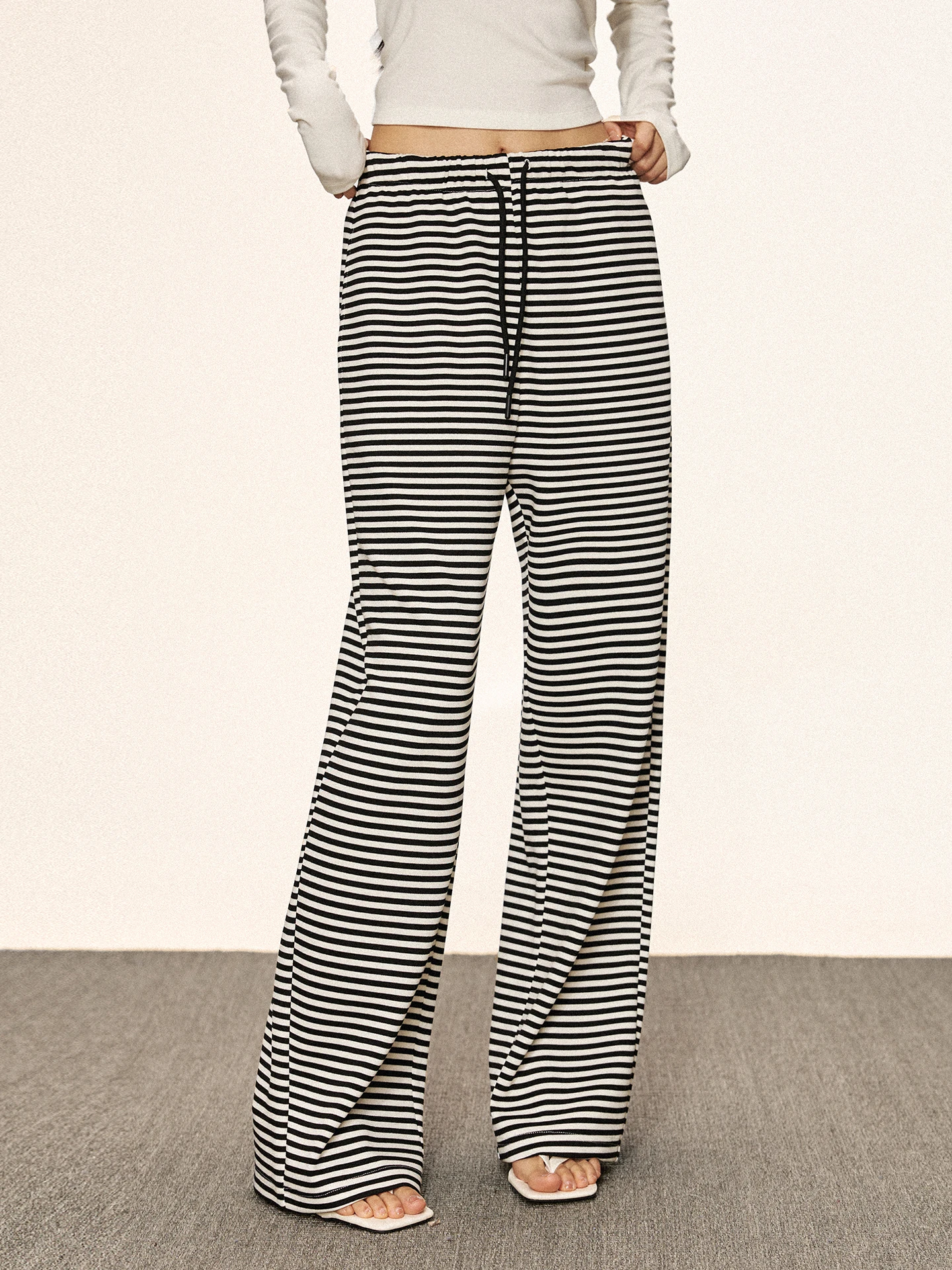 

Американские ретро-брюки с низкой талией в полоску, женские универсальные спортивные брюки прямого кроя, удобные свободные брюки