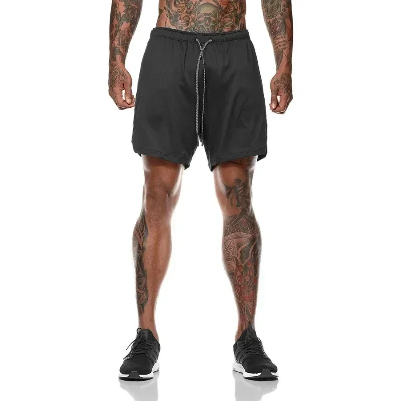 2024 Sport Shorts Men Sportswear Double-deck Running Shorts 2 In 1 Beach Bottoms Summer Gym Fitness Training Jogging Short Pants