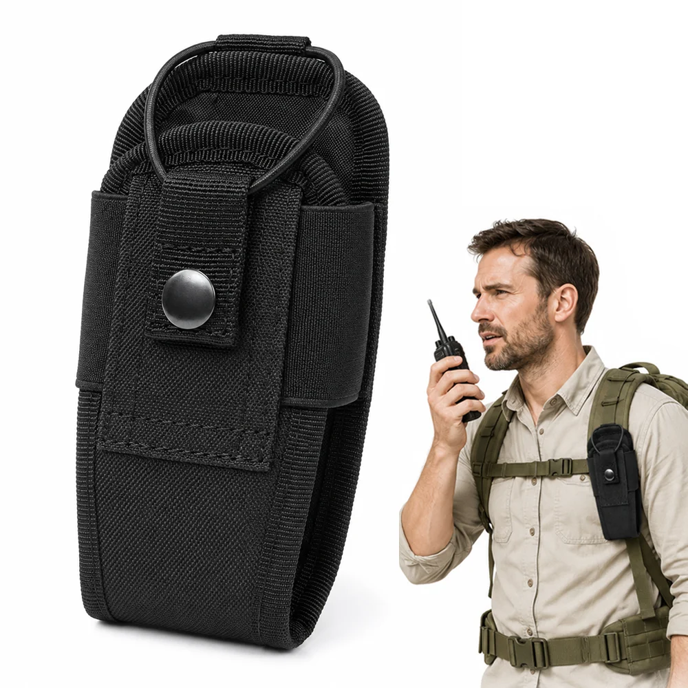 Tactical Walkie Talkie Holder Radio Pouch Molle System Intercom Storage Bag Belt Waist Pouch for Outdoor Camping Hiking