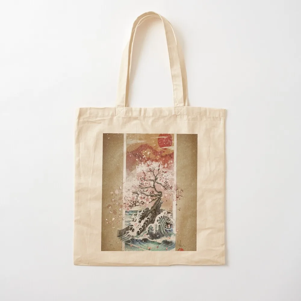 Sakura blossom waves Tote Bag supermarket folding bag Women's shopper tote bag men