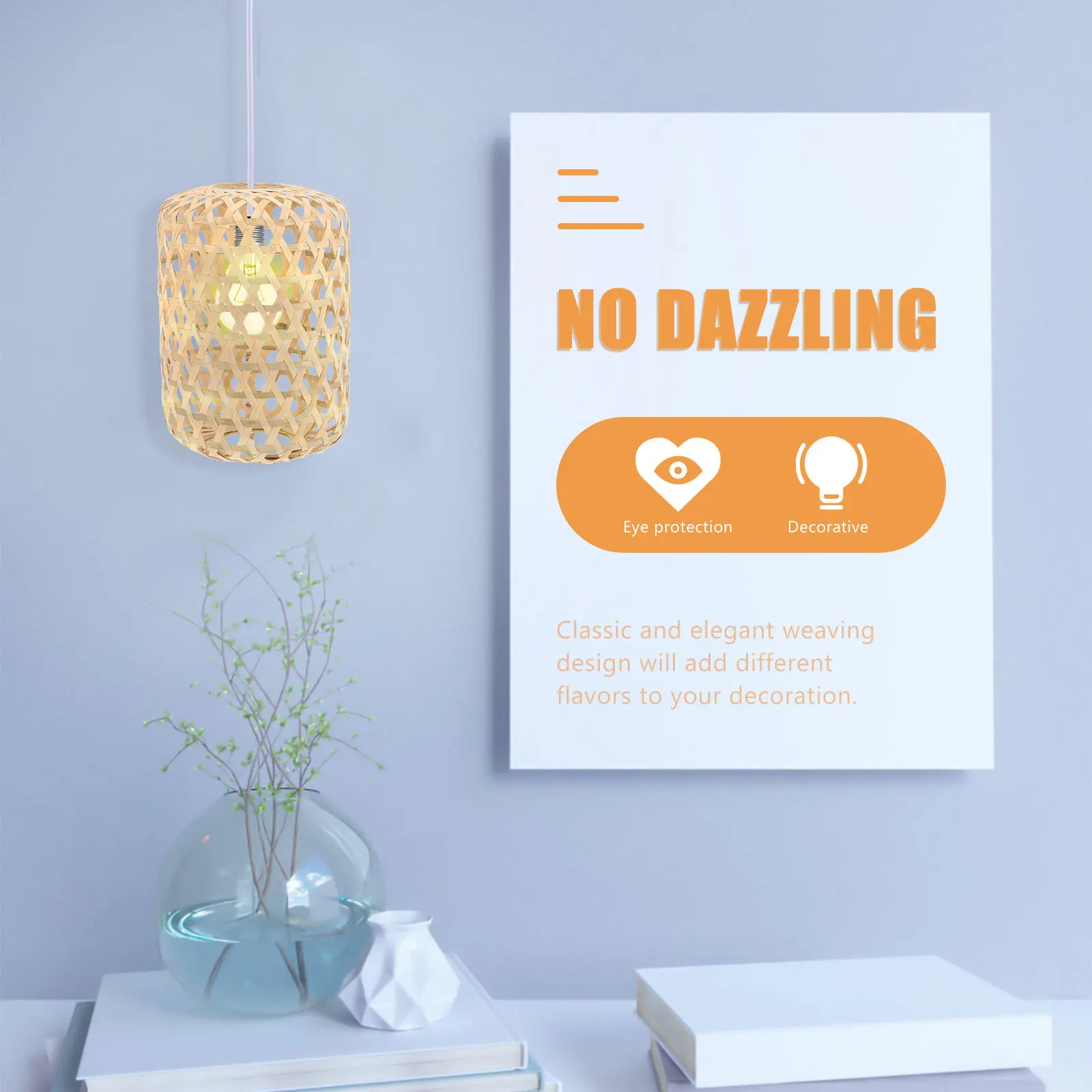 

Bamboo Lampshade Woven Ceiling Light Shade Pendant Lamp Cover For Home Hotel Cafe Chandelier Lighting Decor