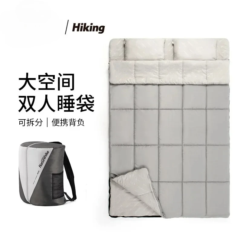Double Cotton Sleeping Bag for Adult, Outdoor Camping Tent, Large Space, Warm, NH21MSD05, Autumn and Winter