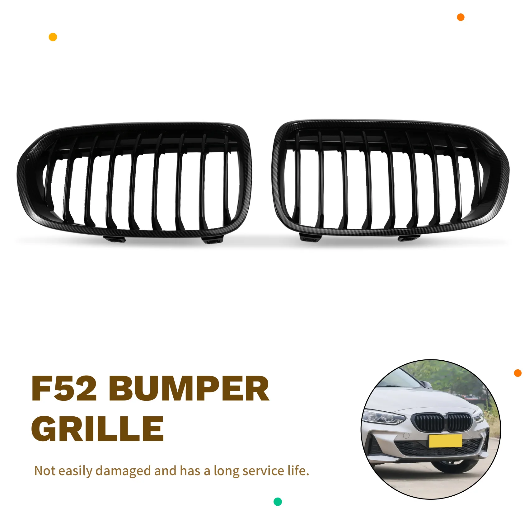 

【Price Drop !!】For BMW F52 1 Series 4D 2016-2020 Compatible Carbon Fiber Style Front Kidney Grille Car Bumper Grill 2X