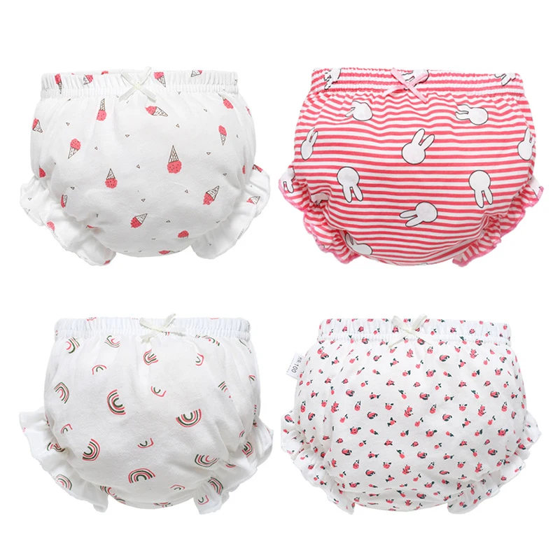 3 Piece/Lot Kids 100%Cotton Panties Girl Baby Infant Newborn Fashion Solid Cute Bow Striped Dots Underpants For Children Gift CN