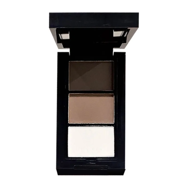 Paleta de polvos para cejas de tres colores con cepillo para cejas, maquillaje profesional resistente al agua y al sudor, polvo para cejas de larga duración