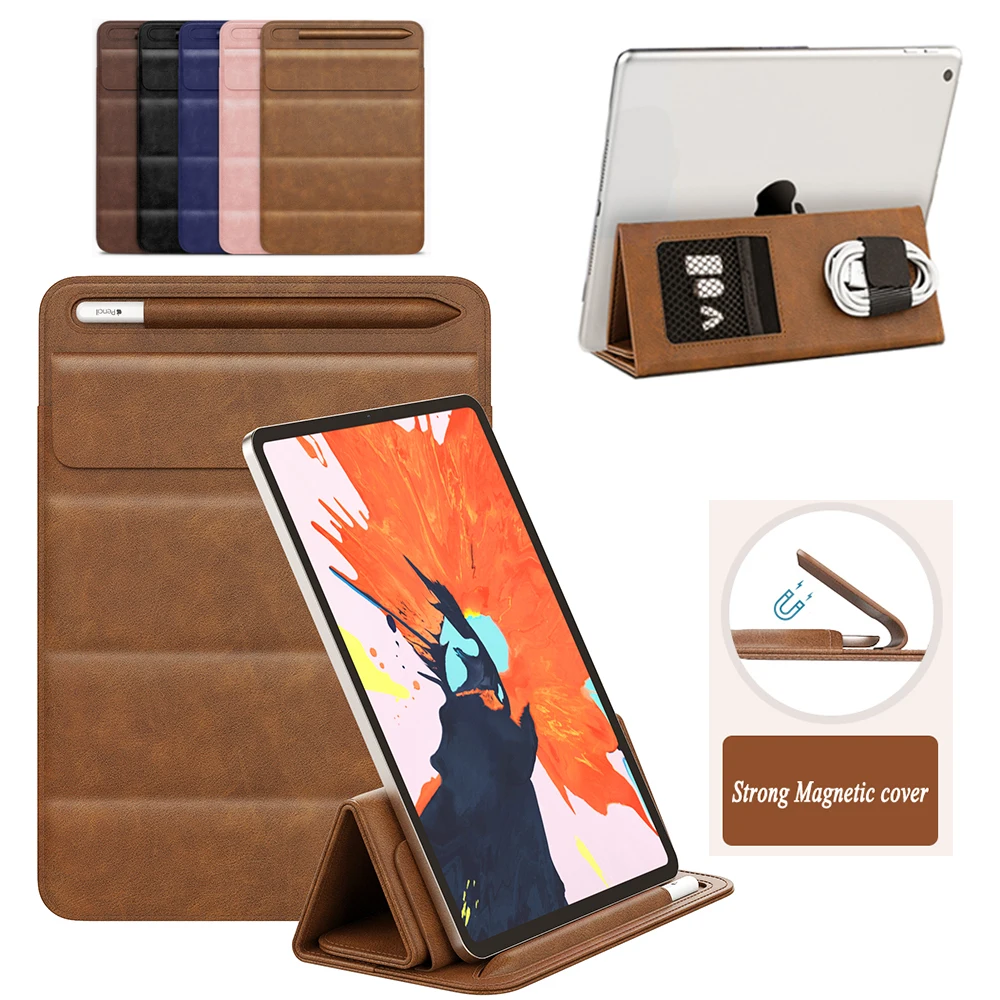 Luxury Case for 2024 iPad Pro 13 11 M4 M2 Air 11 13 Magnetic Liner Bag for iPad 10.2 9.7 12.9 13 inch Leather Sleeve Stand Cover