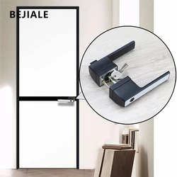 Minimalist Door Lock Magnetic Silent Door Lock Indoor Bedroom Door Lock Gray Ecological Lock With Key Black Door Handle