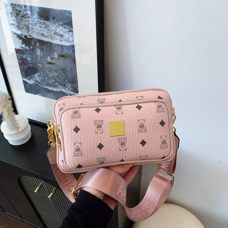 

2025 Trendy Printed Crossbody Bag - Wide Strap Shoulder Purse with 3 Phone Pockets, Stylish Mini Square Bag for Women