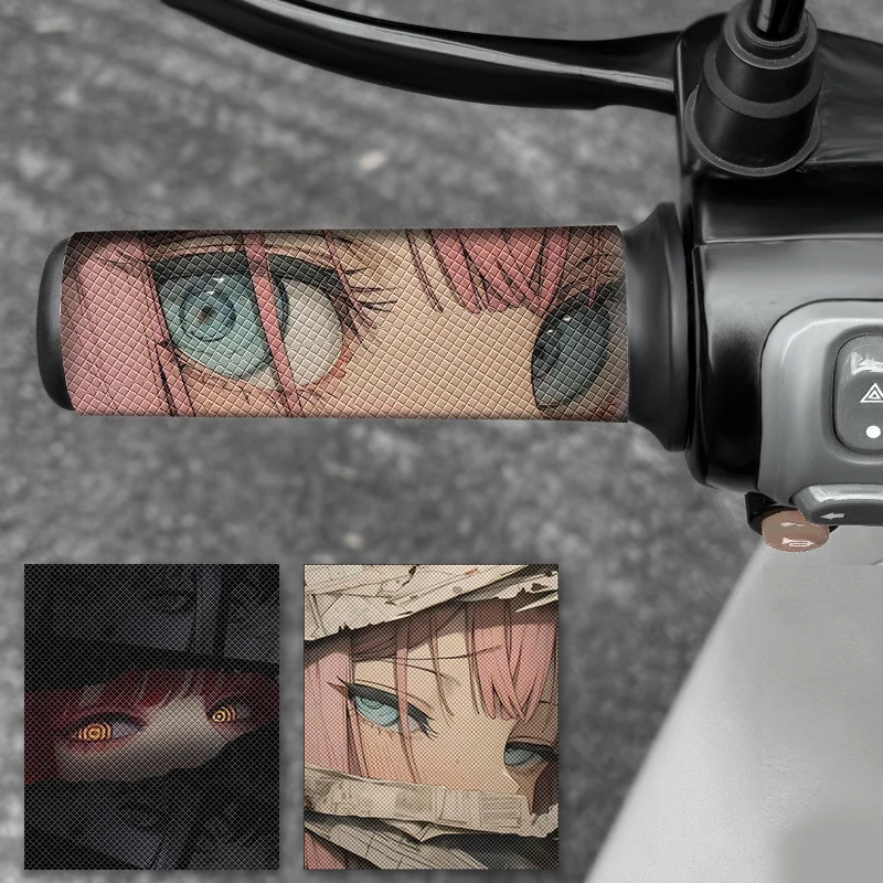 2PCS Anime Girl Motorcycle Stickers Waterproof JDM Style for DlY Motorbike Bicycles Handlebar Anti-slip Vinyl Decals Decoration