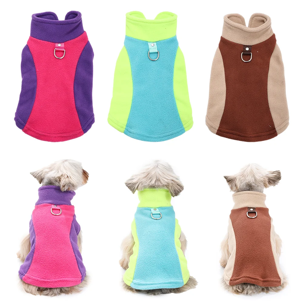 Weicher Hundemantel für den Winter, warme Fleece-Haustierjacke für kleine und mittelgroße Hunde, leichte Haustier-Outfits mit D-Ring, Yorkshire, Bulldogge, Mops