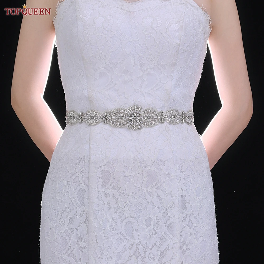 TOPQUEEN S490Women'S Wedding Skirt  Belt Pearl Rhinestone Sash Party Gown Bride Accessories Female Evening Dress Maternity Girdl