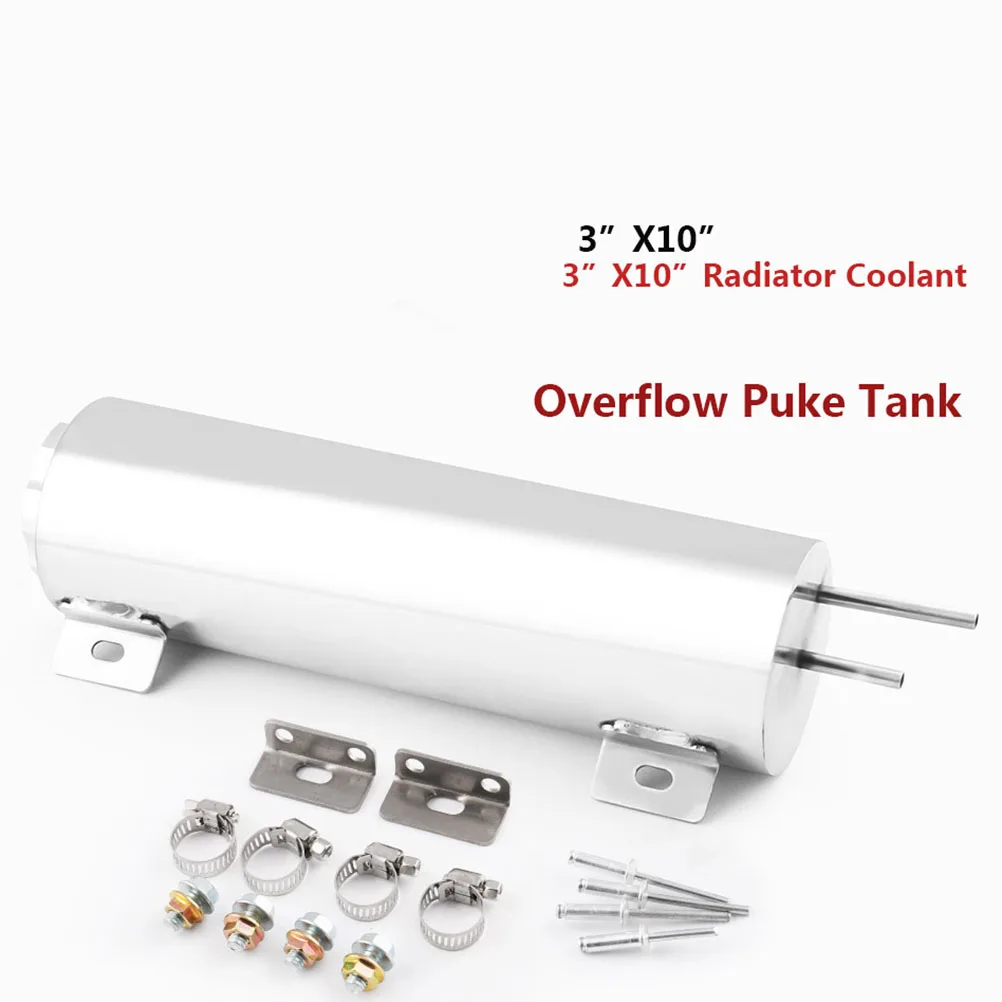 

Stainless Steel Radiator Universal Cooling Kettle Durable Lightweight Oil Catch Tank Reservoir Billet Car Auto Racing Overflow