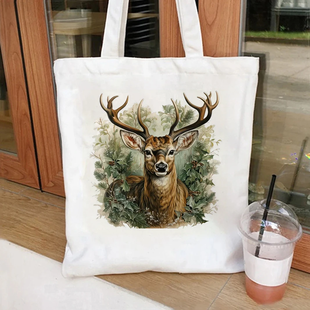 

Retro Deer Canvas Tote Bag for Children Lightweight and Spacious Handbag Ideal for Grocery Shopping Beach Trips or Work Commute