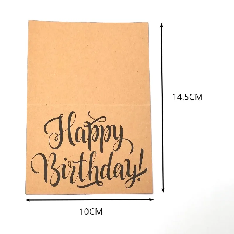 1/5pcs Happy Birthday Cards Fold Up Kraft Paper Postcard Gift Decoration Blank Greeting Card Birthday Invitations Gift Card