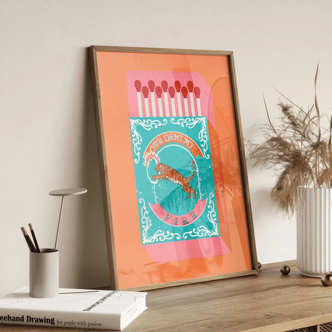 You Light My Fire Orange Matchbox  Wall Art Prints Canvas Painting Poster Picture For Living Kitchen Room Home Decor - view 3