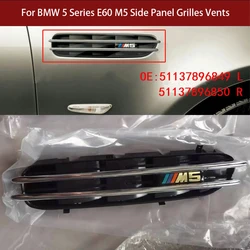 For BMW 5 Series E60 M5 Badge Pair Left + Righ 2PCS Brandnew Chrome Car Fender Side Panel Grilles Vents