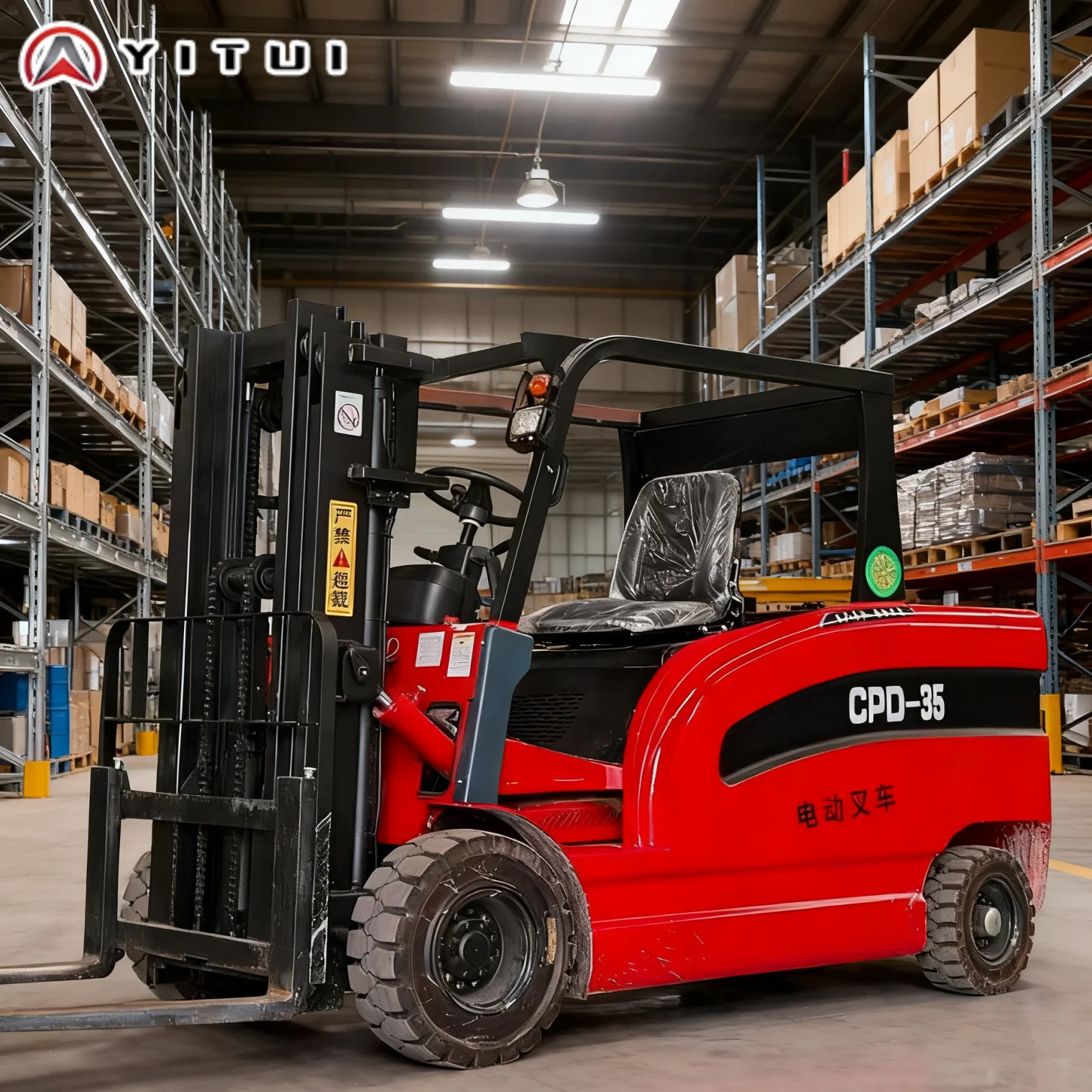 Carretilla elevadora eléctrica, camión de elevación Industrial de 3,5 toneladas de capacidad, equipo de almacén de ahorro de energía de alta eficiencia personalizado