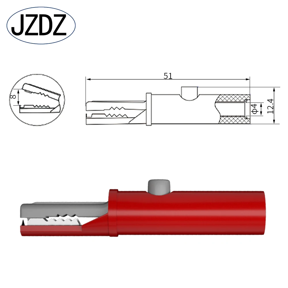 JZDZ 51mm Alligator Clip DIY Push Button Type Full Protective Insulated Electrical Clips J60030