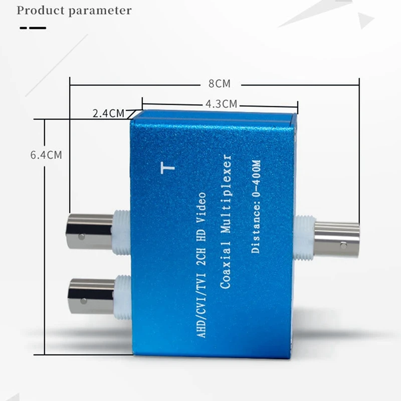 3X 1080P AHD/CVI/TVI / 2CH HD Video Coaxial Multiplexer (2 Channel Video In One Coaxial Cable Transmission)