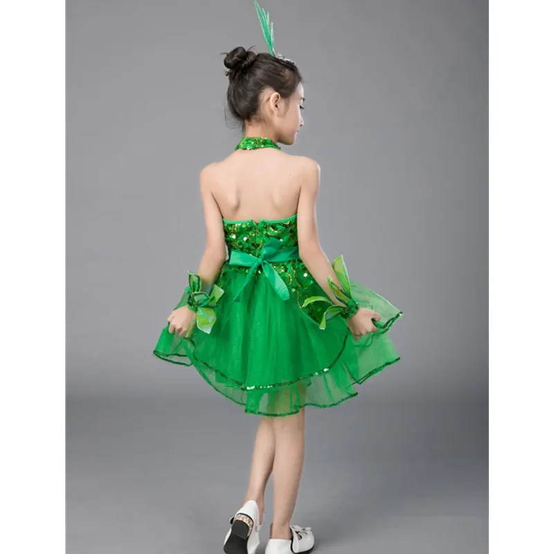 Green Girls Ballet Dress For Children Girl Jazz Dance Costumes For Girls Dance Dress Girl Performance Costume  Stage Dancewear