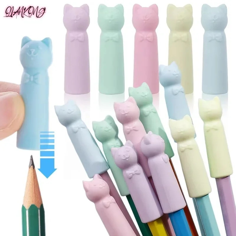 

10pcs Cartoon Eraser Caps Pencil Erasers Toppers Cute Cat Erasers for Kids Student School Stationery Supplies Pen Head Sleeves