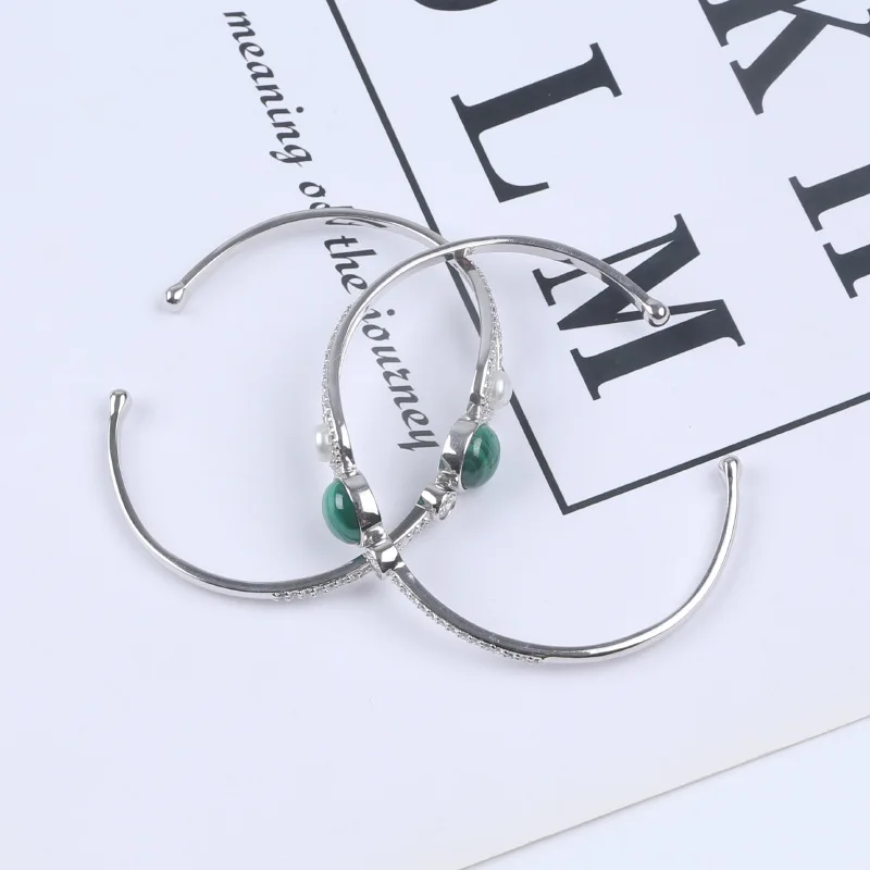

Freshwater Pearl Malachite 9025 Silver Bracelet