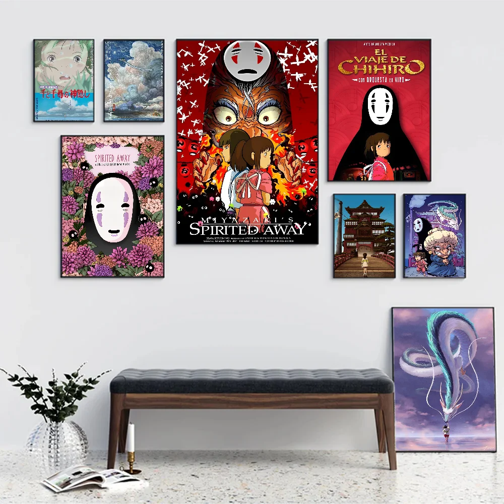 Pósteres adhesivos de película A-Away S-SpiritedS, pegatina de papel Kraft Retro, pintura de pared de arte estético para habitación, Bar y cafetería