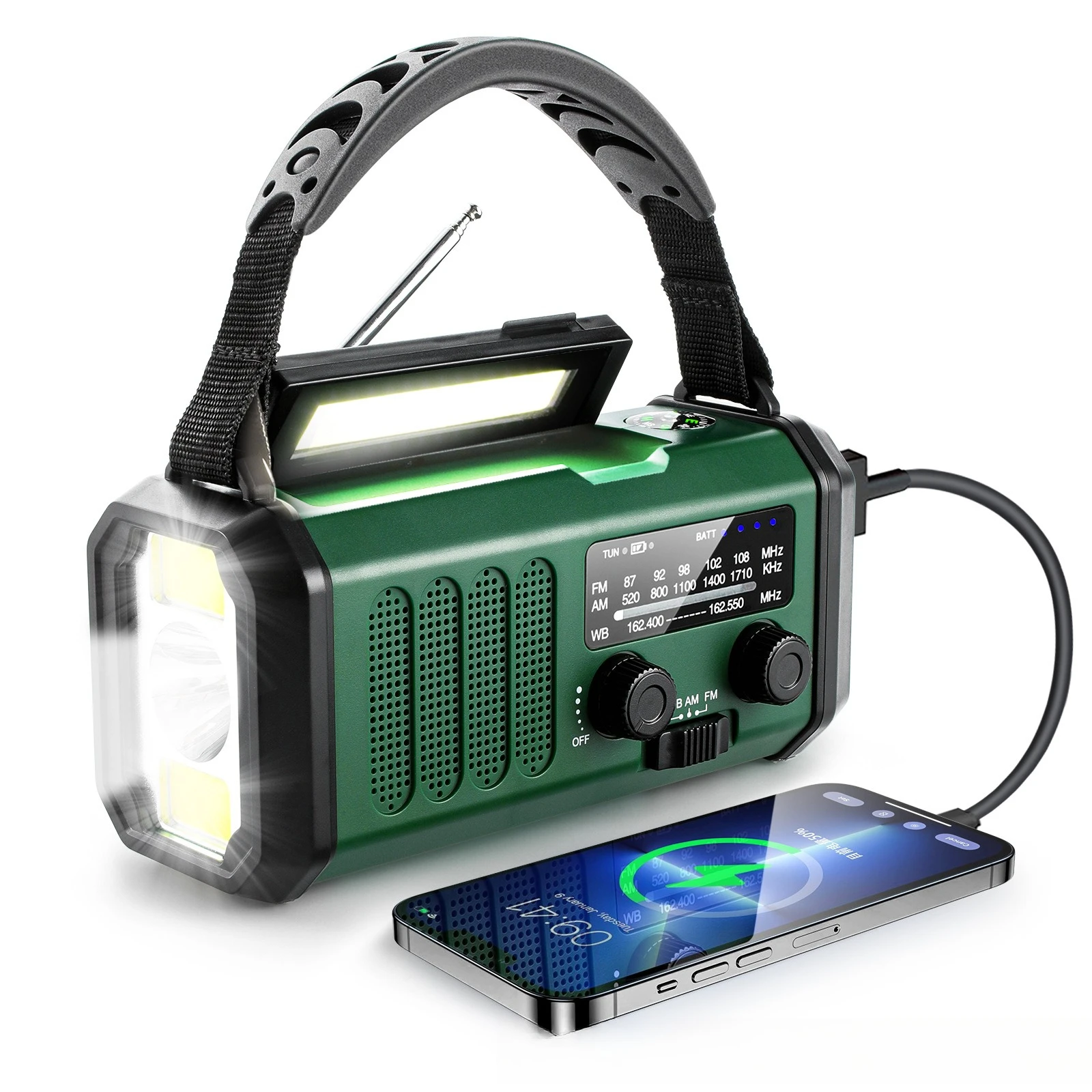 Multifunctional Radio Hand Crank Power Outdoor Emergency Fm Am Solar Charging Lighting Flashlight Supply
