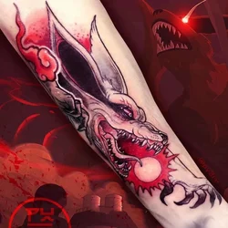 Anime Kurama Temporary Tattoos Cartoon Kyuubi Transfer Tattoo Arm Hand Body Art Waterproof Fake Tatoo Sticker for Woman Men