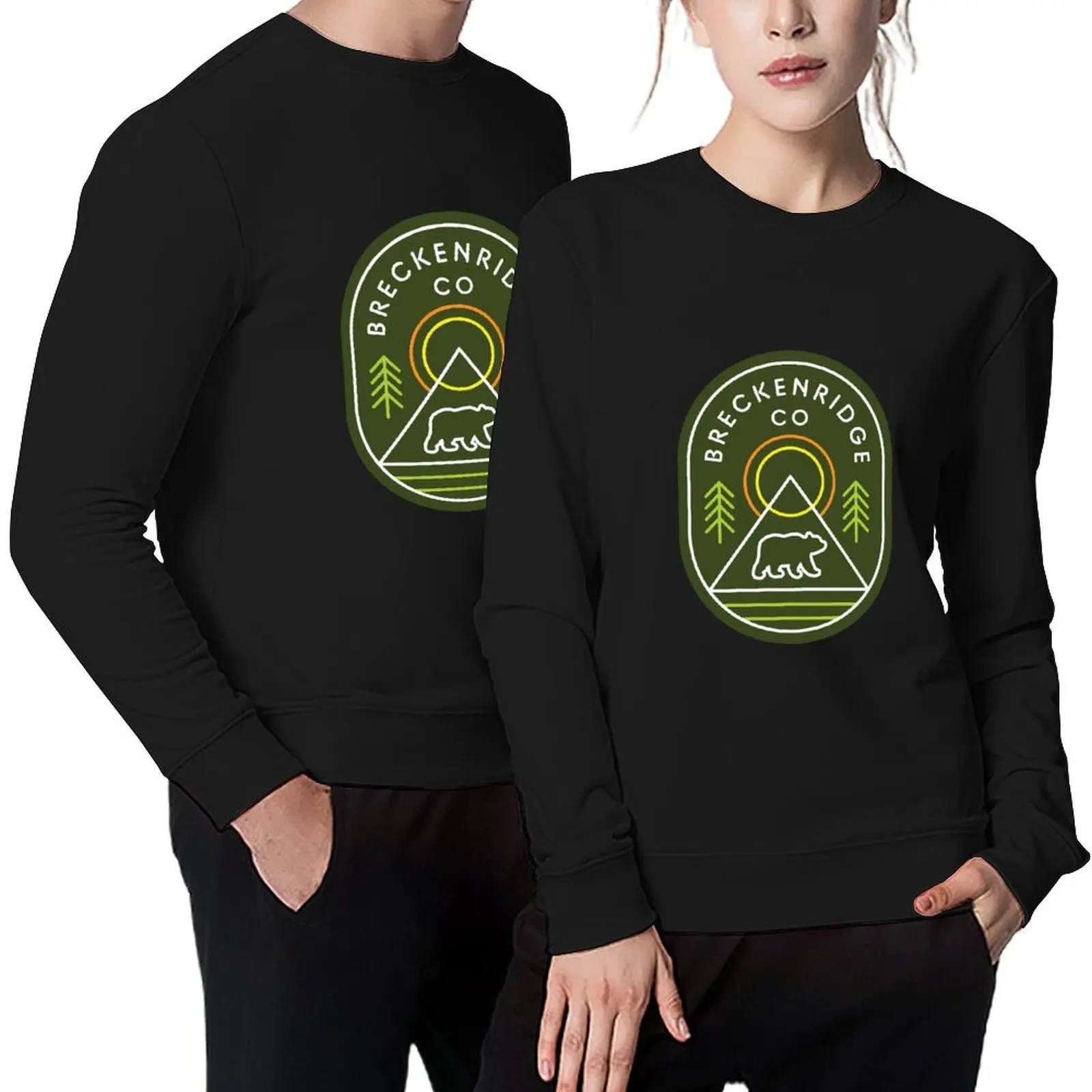 

Breckenridge Colorado Bear Mountains Trees Hike Pullover men's sweat-shirt men's winter sweater men's clothes sweatshirt for men