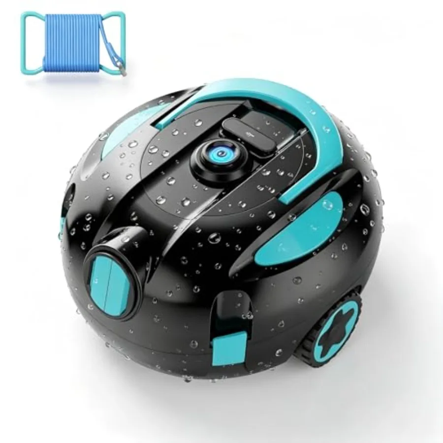 

Pool cleaner robot for inground and above ground pools, lightweight ABS plastic, blue, cordless with 130 min runtime and auto-p