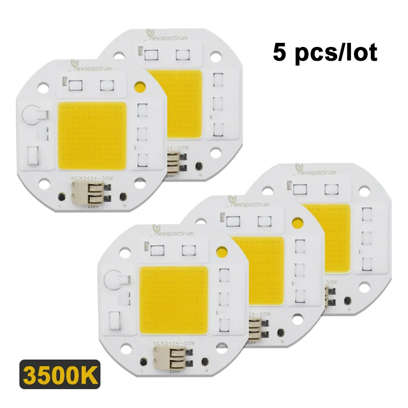 10 pz/lotto senza saldatura AC 220V 50W LED COB Chip diodo Driverless modulo DOB 5 perline per pianta coltiva la luce proiettore faretto