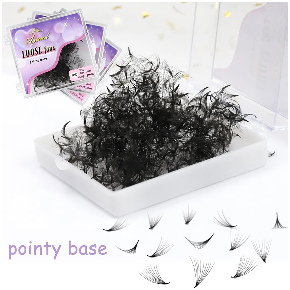 

Aguud Loose Fans Easy to Grafted 3D-20D Pointy Base Thin Stem Pro Made Russian Volume Fans Premade Eyelashes Extensions Makeup
